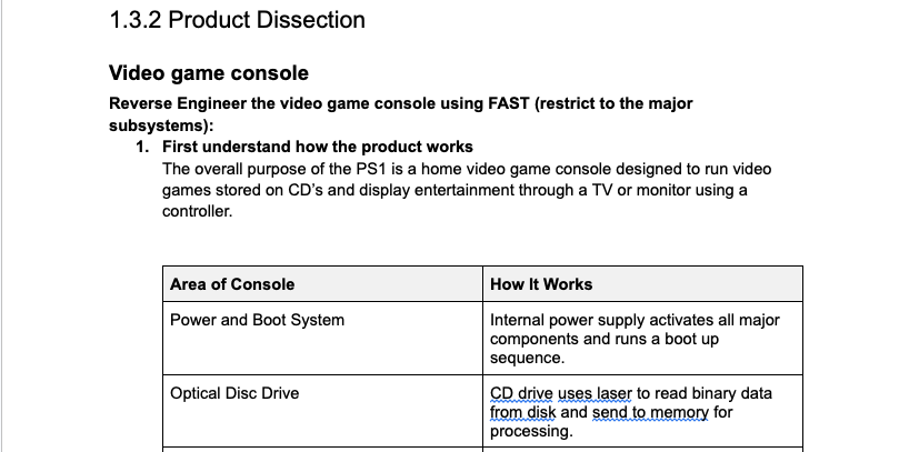Product dissection report preview
